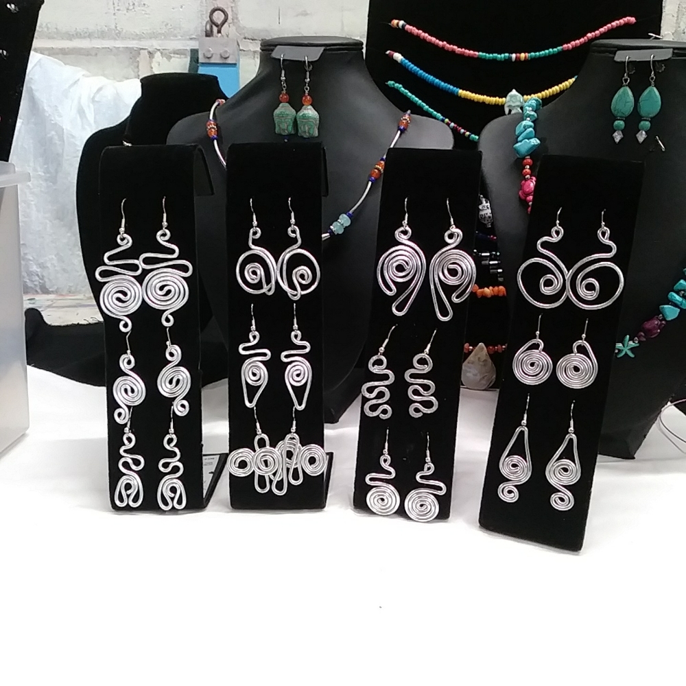 Unique aluminium earings, sterling silver wire.
